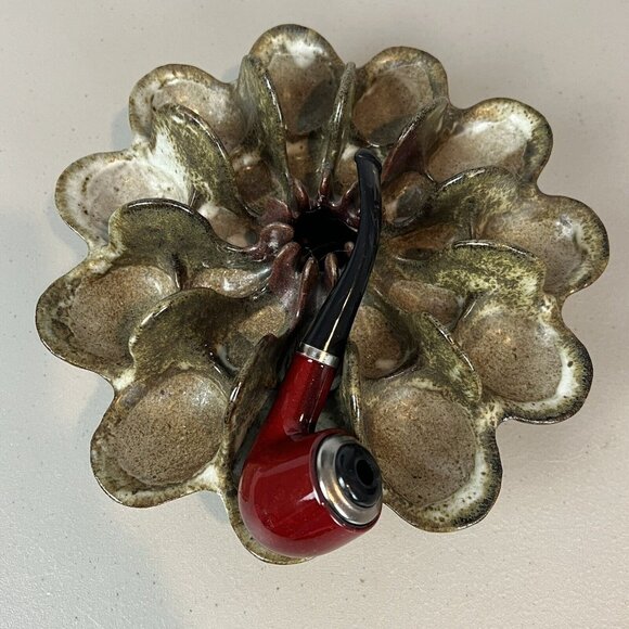 Ironfoot Pottery Sculpture Pipe Holder or Deviled Egg Dish? Amish Made Art - Picture 12 of 13